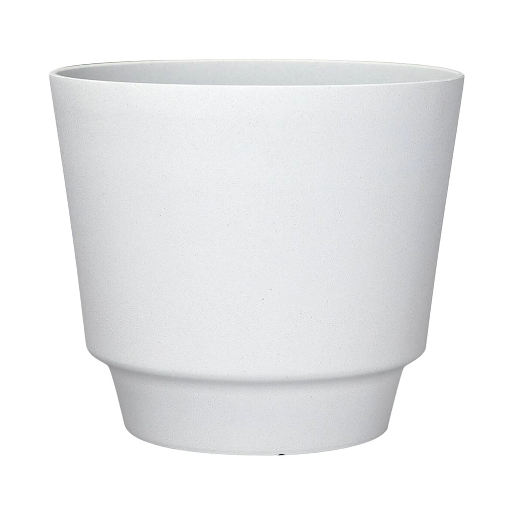 Respect White 40cm Round Calais Stone Look Self Watering Pot – large white stone-effect self watering planter pot